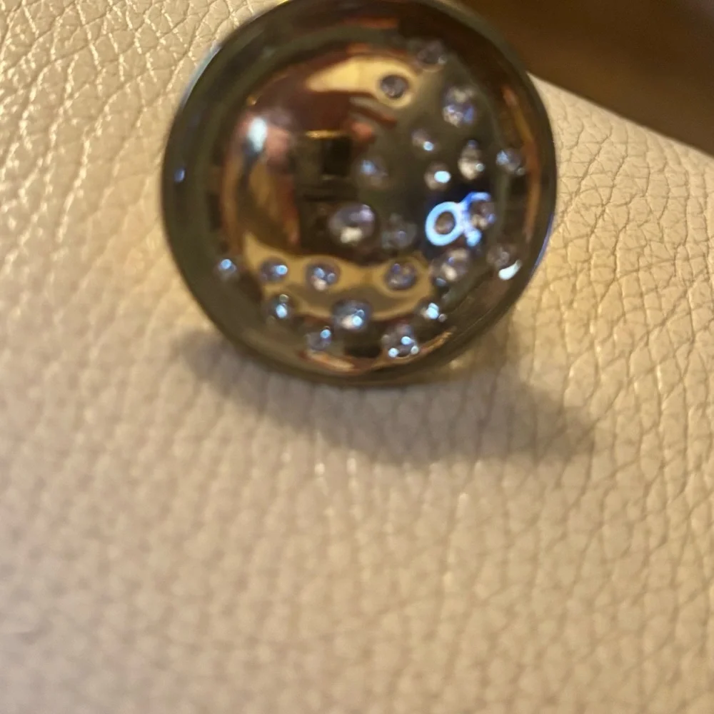Gold-Tone Crystal Accent STATEMENT ring size 9